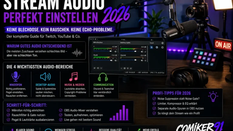 OBS Audio-Mixer und Mikrofon-Setup für klare Stream-Stimme 2026