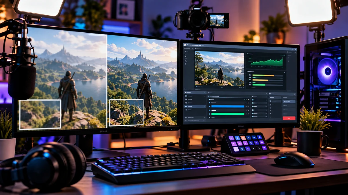 Streaming-Setup mit Vergleich von Bildqualität für Twitch 2K und 1080p